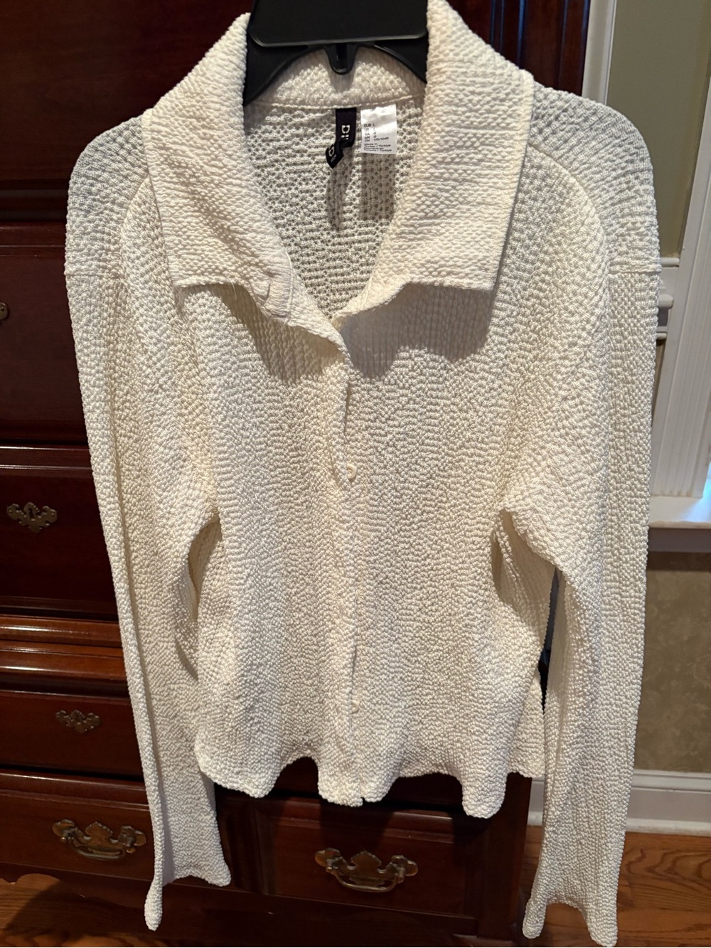 H&M Ivory Textured Blouse